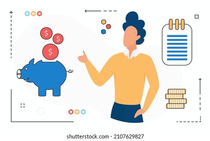 Saving money by depositing amount of income budget. Spare personal financial monthly earning account