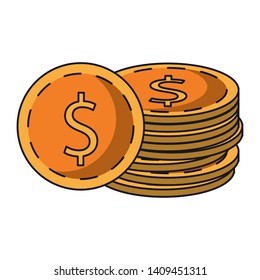 saving money coins cartoon vector illustration graphic design