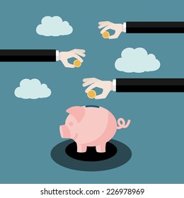 Saving money concept . Flat design vector illustration