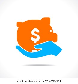 saving money concept or hold piggy bank in hand vector