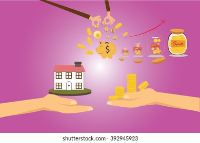 Saving money concept for home