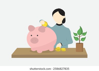 Saving Money Concept, Personal Finance and Money Management, Smart Savings for Future Illustration