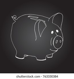 Saving money concept vector illustration. Piggy bank hand drawn