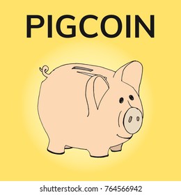 Saving money concept vector illustration. Piggy bank hand drawn