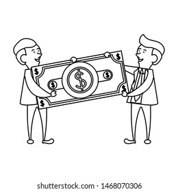 saving money finance banking, executive business men with cash money cartoon vector illustration graphic design