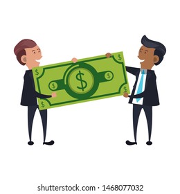 saving money finance banking, executive business men with cash money cartoon vector illustration graphic design