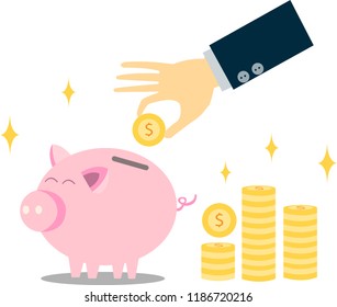 Saving money for financial security and future life. Piggy bank and money collector.