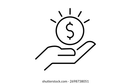 Ícone de economia isolado em fundo transparente. ícone de moeda de dólar. ilustração vetorial.