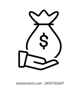 Saving money icon, salary money, investing finance, hand holding dollar.