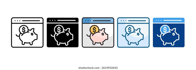 Saving Money Icon Set Multiple Style Collection