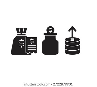 Ilustración vectorial de conjunto de iconos de ahorro de dinero