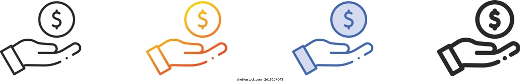 saving money icon.Thin Linear, Gradient, Blue Stroke and bold Style Design Isolated On White Background