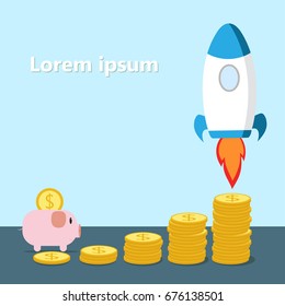 Saving Money Illustration , vector , copy space for your text , growth business