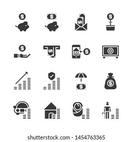 Saving money and investment icon set.Vector illustration
