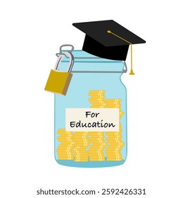 Saving money jar for higher education or for collage vector