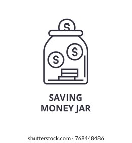 saving money jar line icon, outline sign, linear symbol, vector, flat illustration