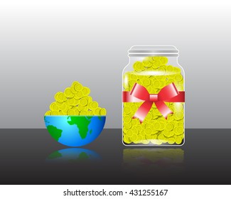 Saving money jar. Vector illustration