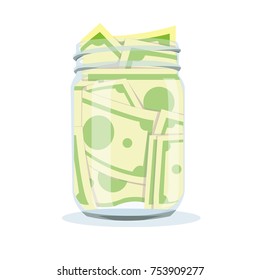 Saving money jar. Vector illustration.
