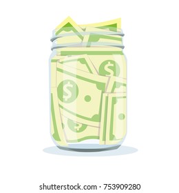 Saving Money Jar. Vector Illustration.