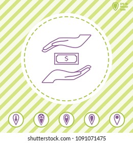  saving money line vector icon. Illustration on a Flat design style.