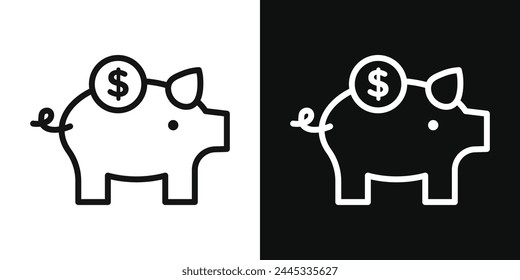 Saving Money and Piggy Bank Icons. Retirement Fund and Capital Accumulation Symbols.