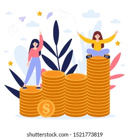 Saving money, protection of money.Flat vector illustration isolated on white background. Can use for web banner, infographics, web page.