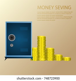 Saving money with strongbox  vector illustration.  
