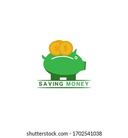 saving money vector logo with piggy bank