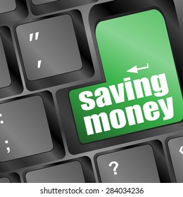saving money word on laptop keyboard key, business concept vector