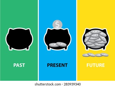 Saving money for your future. (Set of saving money concept)