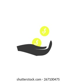 saving money,hand  and coin over white color background