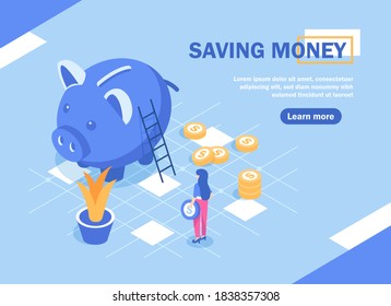 saving money,Money saving concept with characters. Can use for web banner, infographics,flat design icon vector illustration