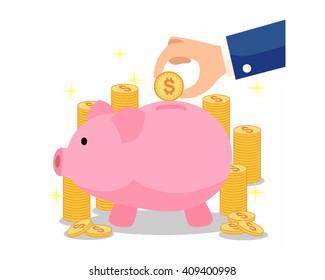 saving moneys pig rich money finance image vector