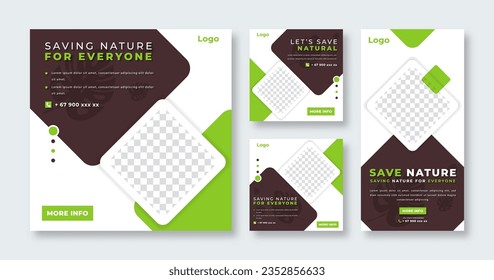 Saving Nature Social Media Post for Online Marketing Promotion Banner, Story and Web Internet Ads Flyer