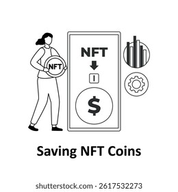 Saving NFT Coins Vector Illustration which can easily modify or edit
