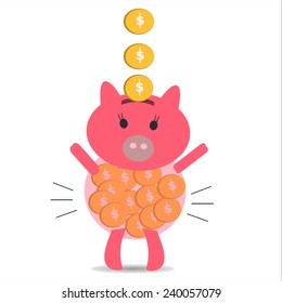 Saving pig feel happy when have a lot of money