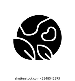 Saving planet black glyph icon. Global environmental conservation. Ecology care method. International efforts. Silhouette symbol on white space. Solid pictogram. Vector isolated illustration