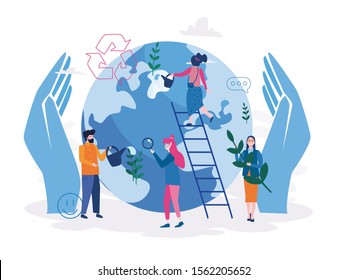 Vector Illustration Group People Characters Thinking Stock Vector ...