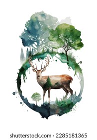 Salvando el planeta, la naturaleza y el afiche de la ecología. Ilustración vectorizada para social, banner o tarjeta.