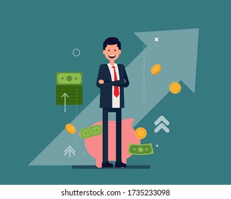 Saving and planning. Financial and accounting concept. Vector illustration in cartoon style
