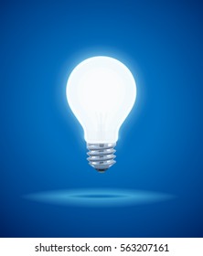 Ahorro de energía Luminosa Bombilla eléctrica. Lámpara de vidrio claro. Energía económica. Ilustración del vector