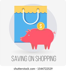 Saving and Shopping icon concept