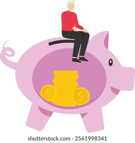 Saving to spend after retirement, Vector illustration in flat style

