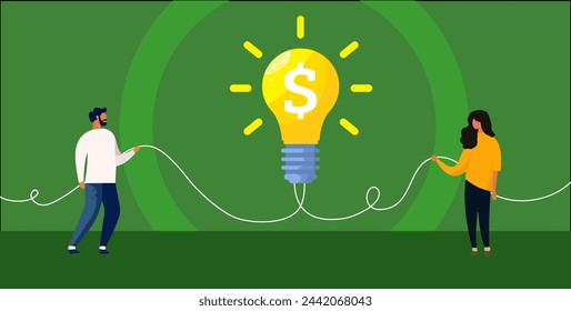 Saving together, joint financial effort - vector illustration	