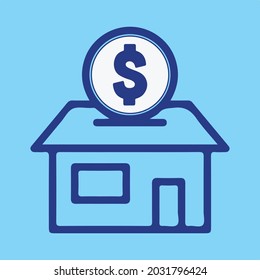 Saving US Dollar Money for House Icon. Can be used for Web, Mobile, Infographic and Print. EPS 10 Vector illustration.