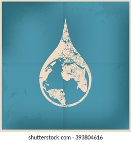 Saving water design on old background,vector