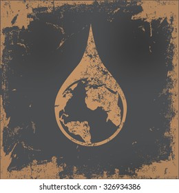 Saving water,global human design on old paper background,vector