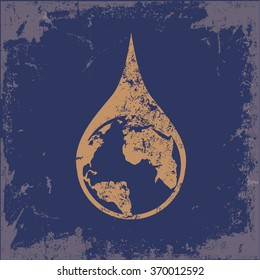 
Saving water,global human design on old paper background,vector