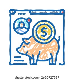 vetor de esboço do ícone de doodle do consultor financeiro da conta de poupança. sinal do consultor financeiro da conta de poupança. ilustração de símbolo isolado