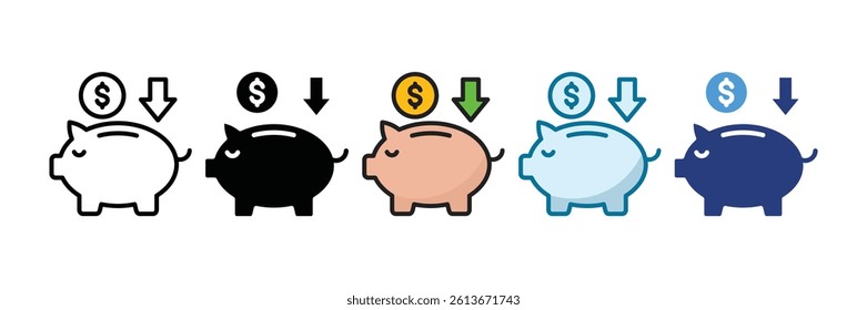 Savings Account Icon Set Multiple Style Collection